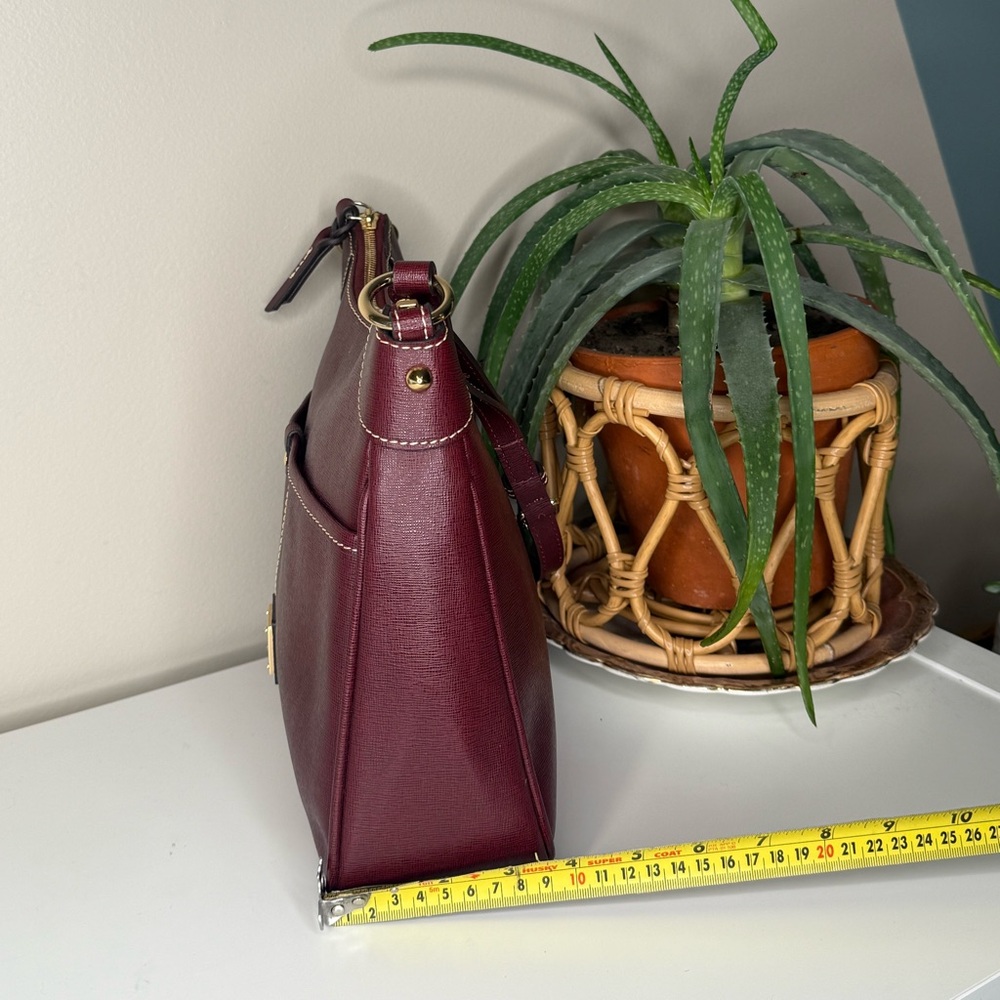 Dooney & Bourke Saffiano Leather Crossbody Bag in Bordeaux Wine Red - Picture 2 of 11